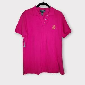 NWT LRL Lauren Ralph Lauren Pink Polo Shirt Laurel Wreath Women's Small